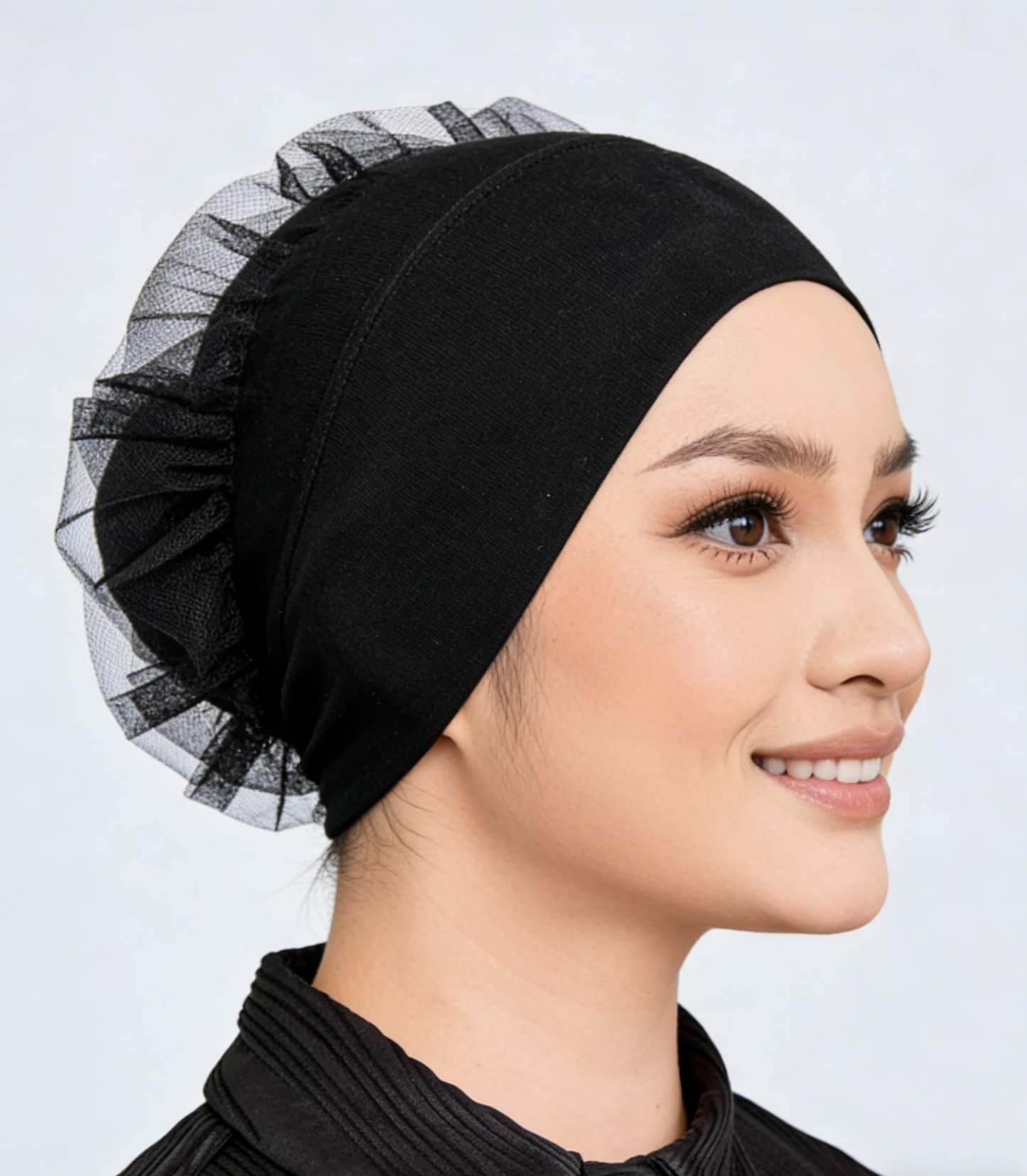 Hijab Cap with Chiffon Flower
