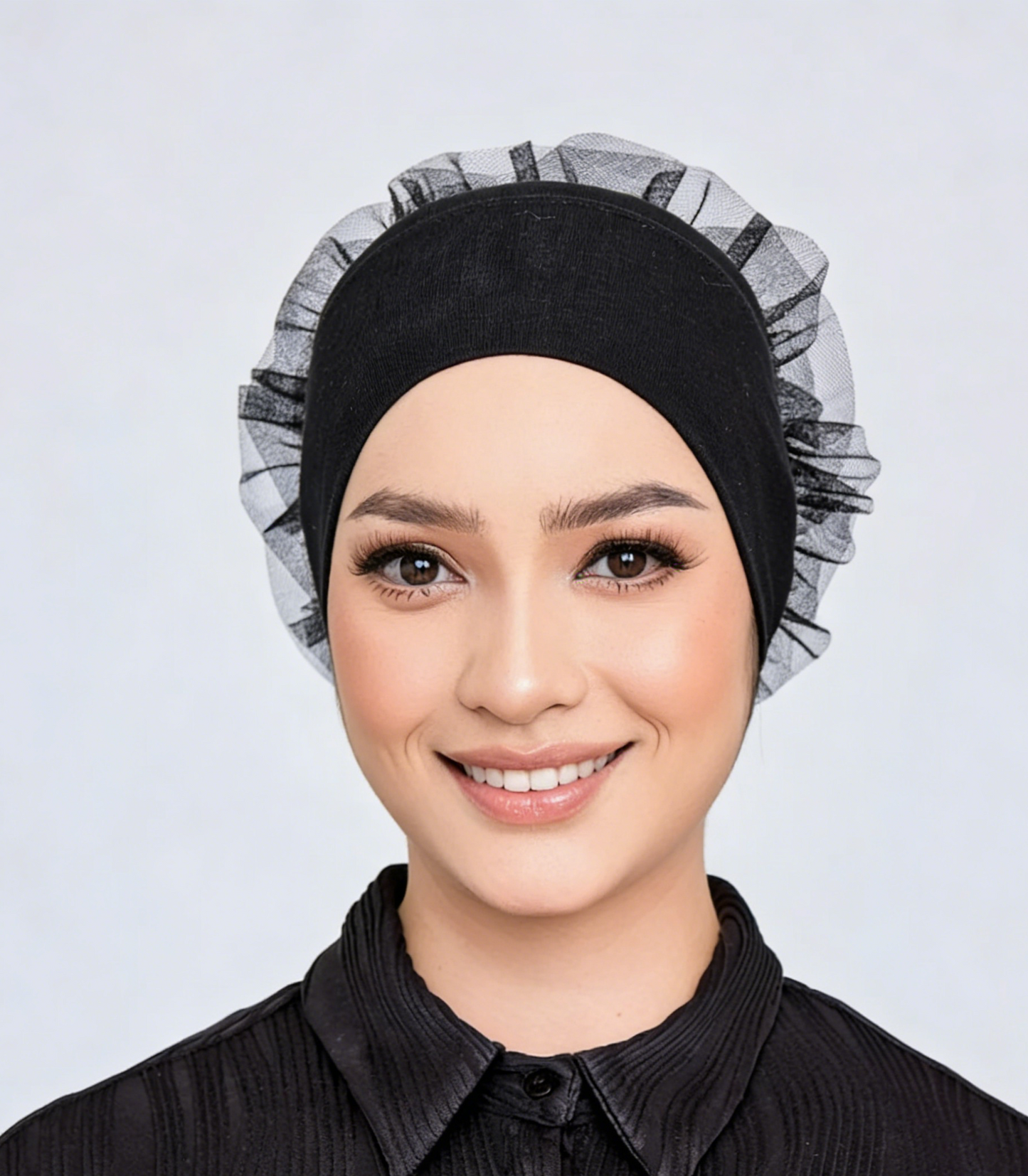 Hijab Cap with Chiffon Flower