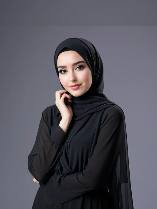 Black chiffon hijab for women – soft, lightweight and elegant