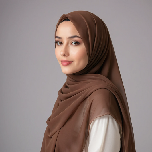 Brown chiffon hijab for women – soft, lightweight and elegant