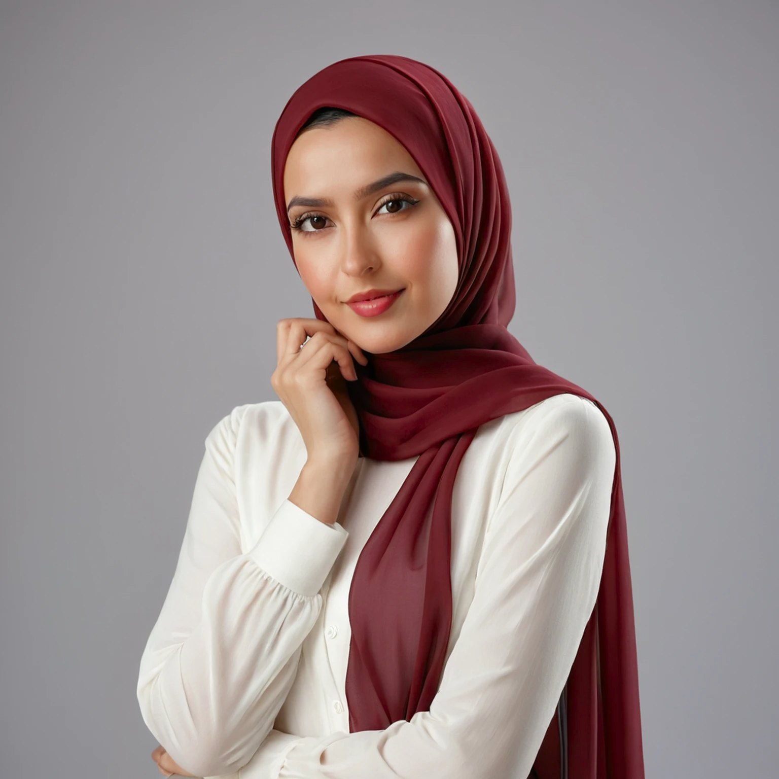 Burgundy chiffon hijab for women – soft, lightweight and elegant