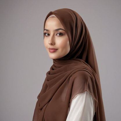 Cocoa brown chiffon hijab for women – soft, lightweight and elegant