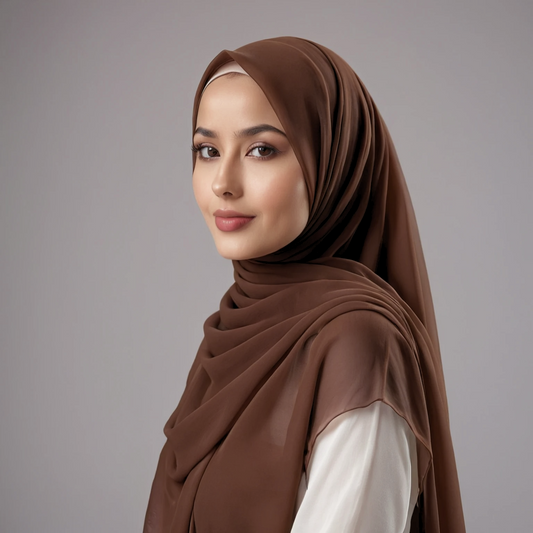 Cocoa brown chiffon hijab for women – soft, lightweight and elegant