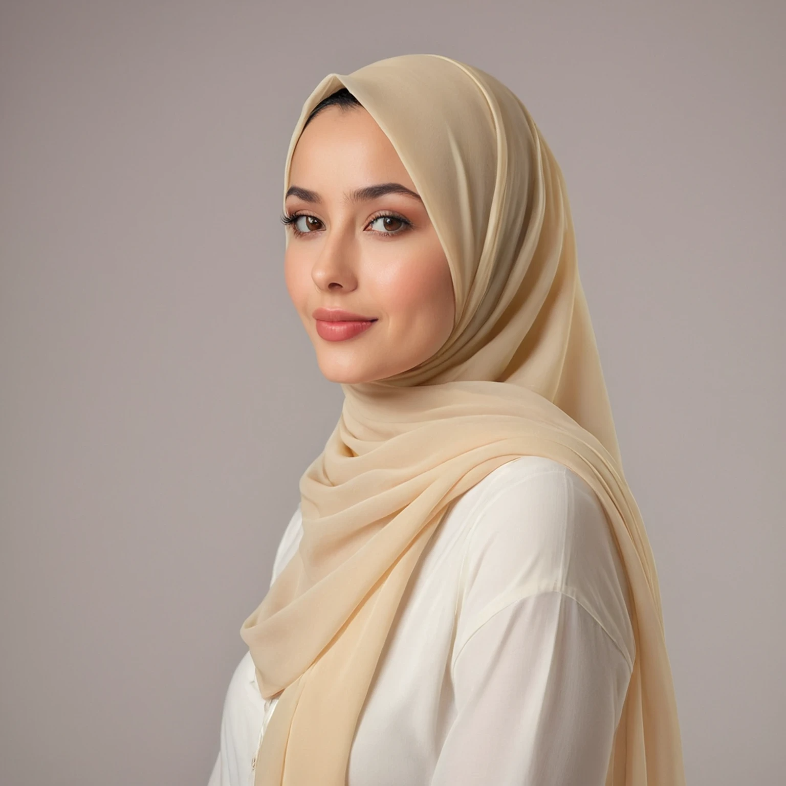 Cream chiffon hijab for women – soft, lightweight and elegant