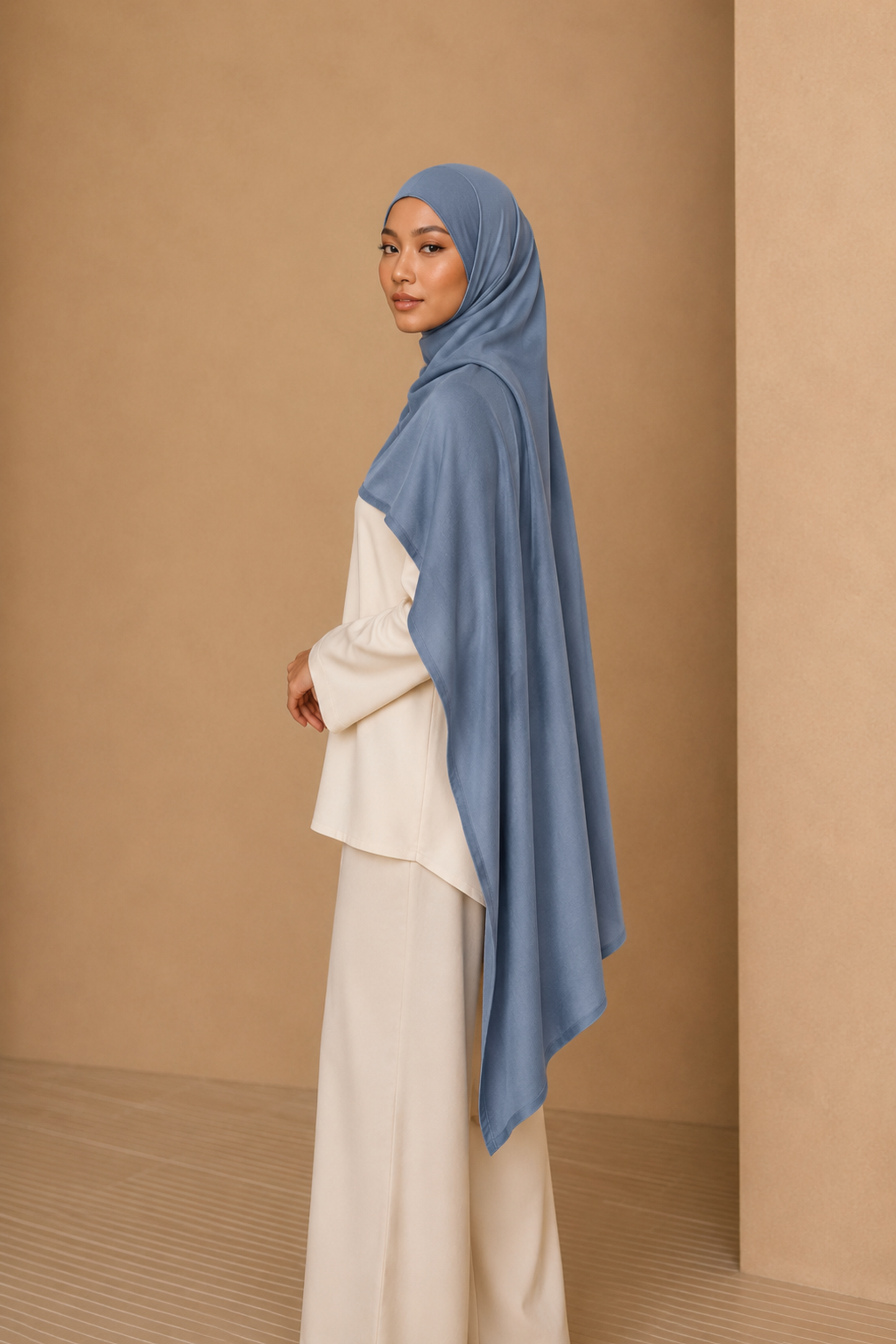 3 Pack Crinkle Hijab Blue Set