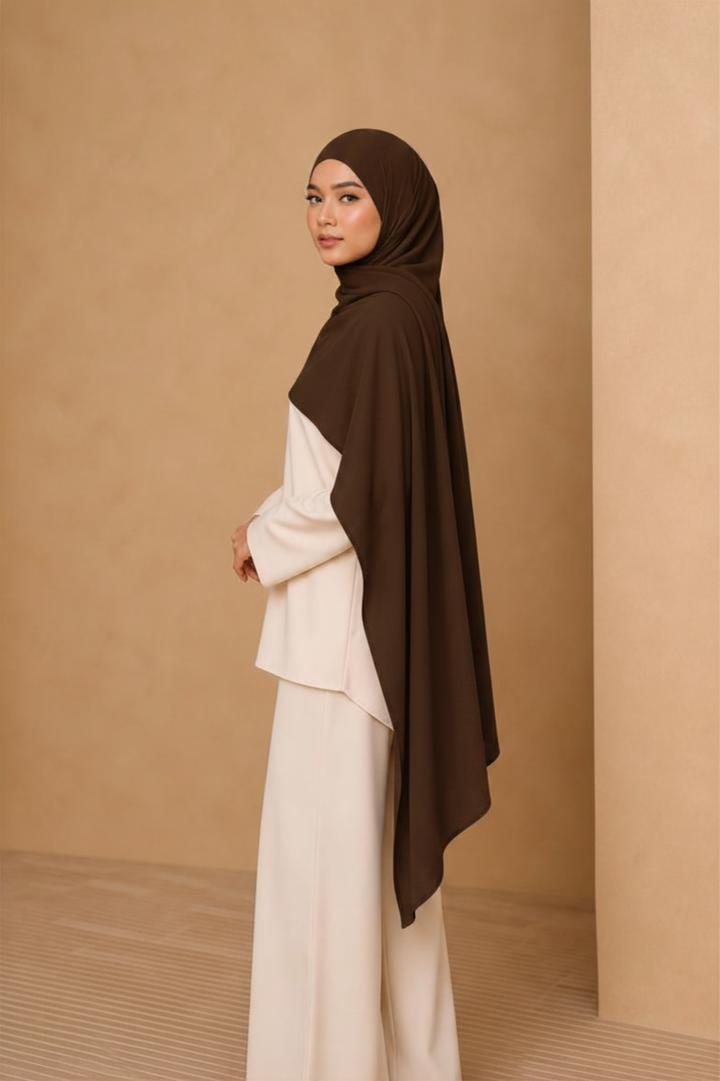 5 Pack Crinkle Hijab Brown Set