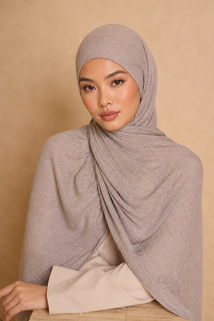 5 Pack Crinkle Hijab Brown Set