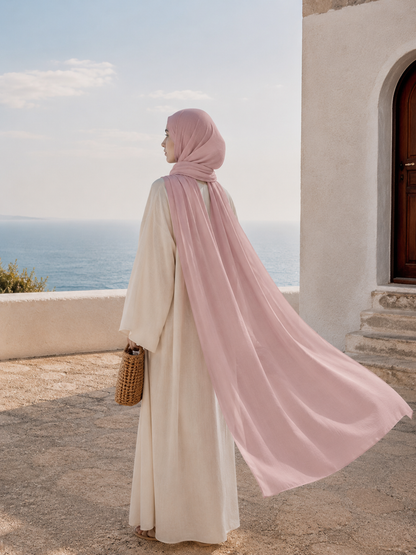 Crinkle Hijab-Blush Rose