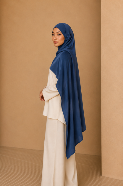 Crinkle Hijab-Navy