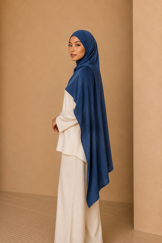 Crinkle Hijab-Navy