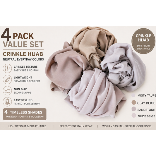 4 Pack Crinkle Hijab Daily Set