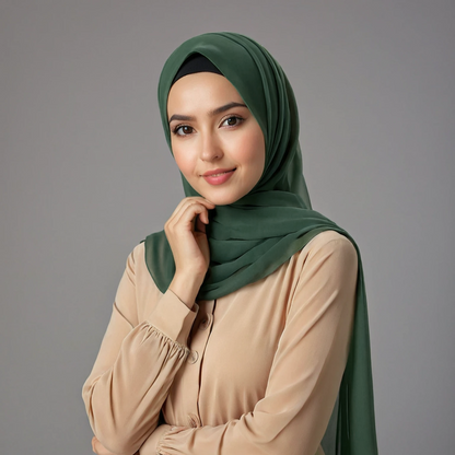 Dark green chiffon hijab for women – soft, lightweight and elegant