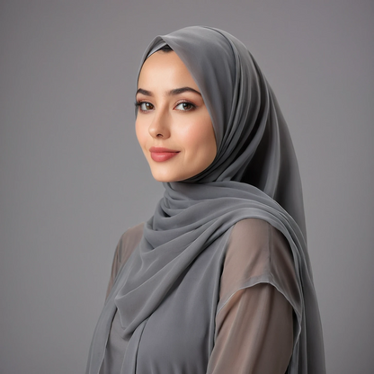 Dark grey chiffon hijab for women – soft, lightweight and elegant