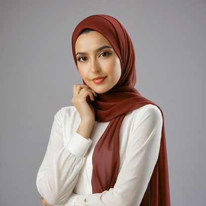 Fire brick chiffon hijab for women – soft, lightweight and elegant