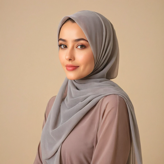 Grey chiffon hijab for women – soft, lightweight and elegant