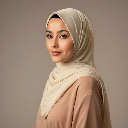 Ivory chiffon hijab for women – soft, lightweight and elegant