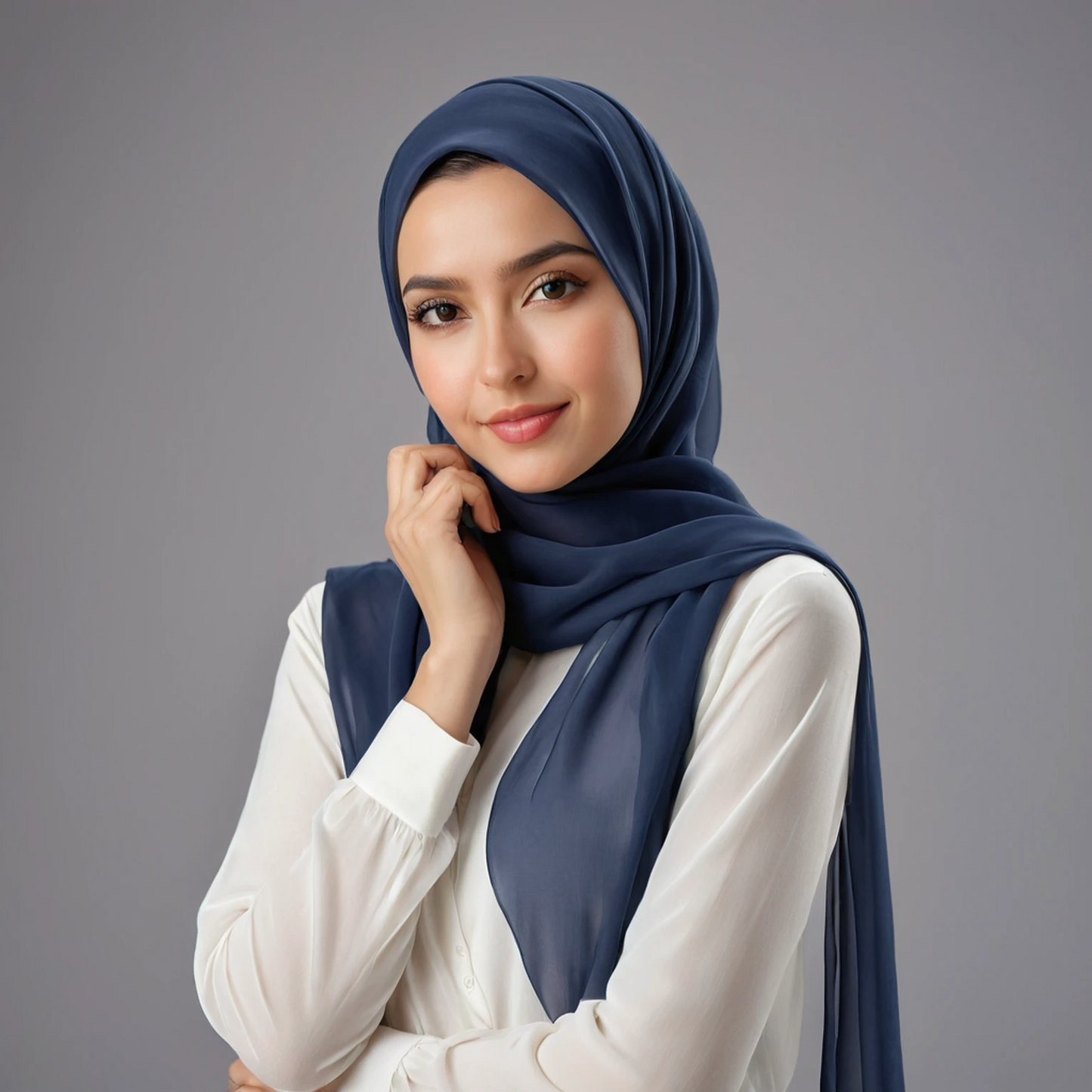 Navy chiffon hijab for women – soft, lightweight and elegant