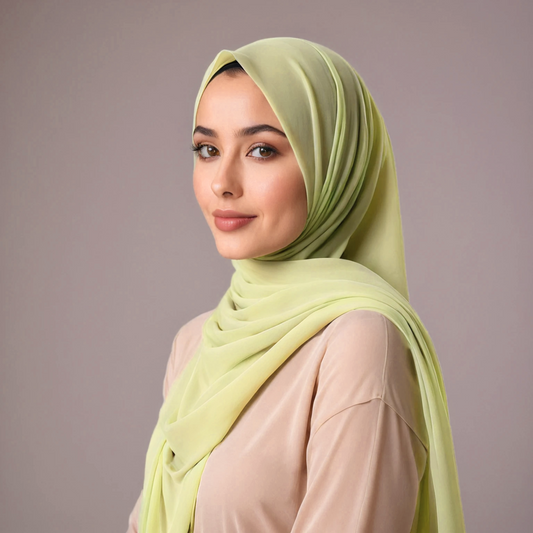Pistachio chiffon hijab for women – soft, lightweight and elegant
