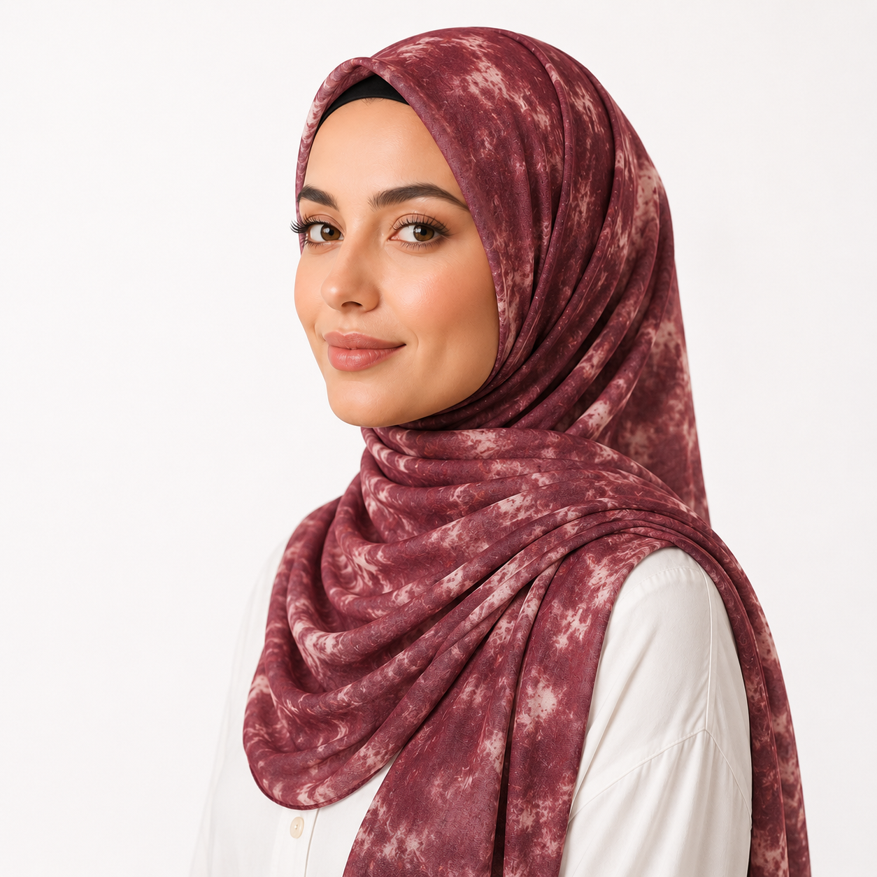 Printed Modal Hijab-Dusty Burgundy