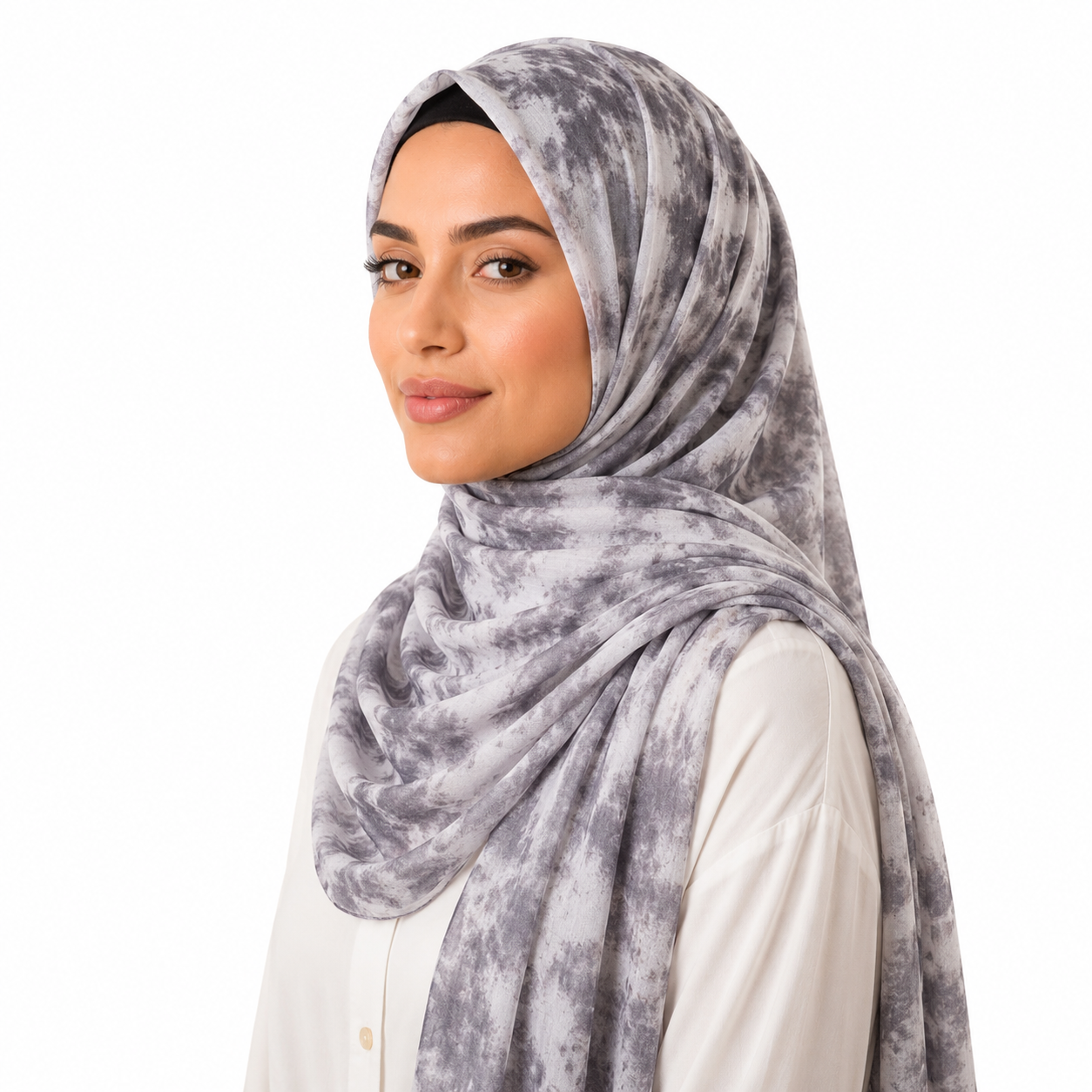 Printed Modal Hijab-Stone Grey