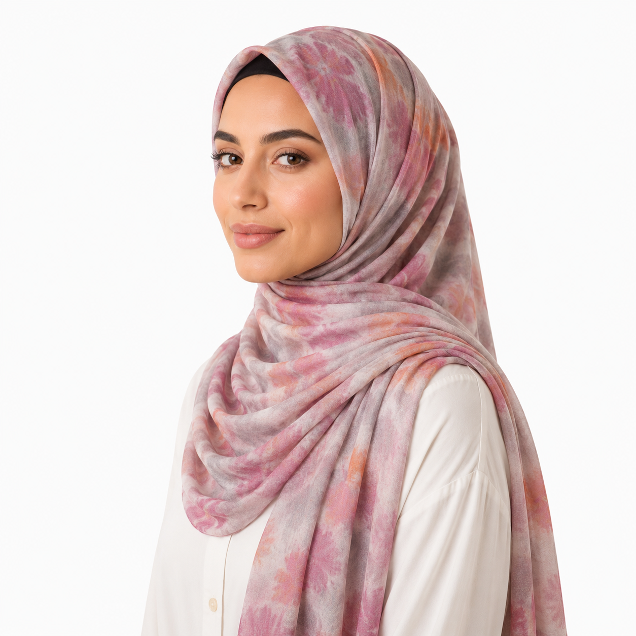Printed Modal Hijab-Peach Bloom
