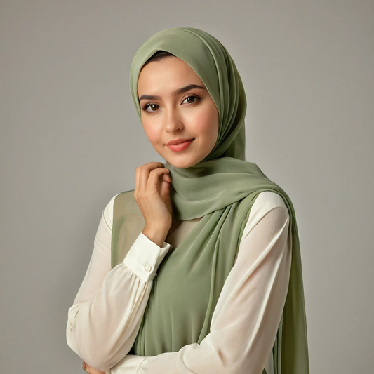 Sage Green chiffon hijab for women – soft, lightweight and elegant