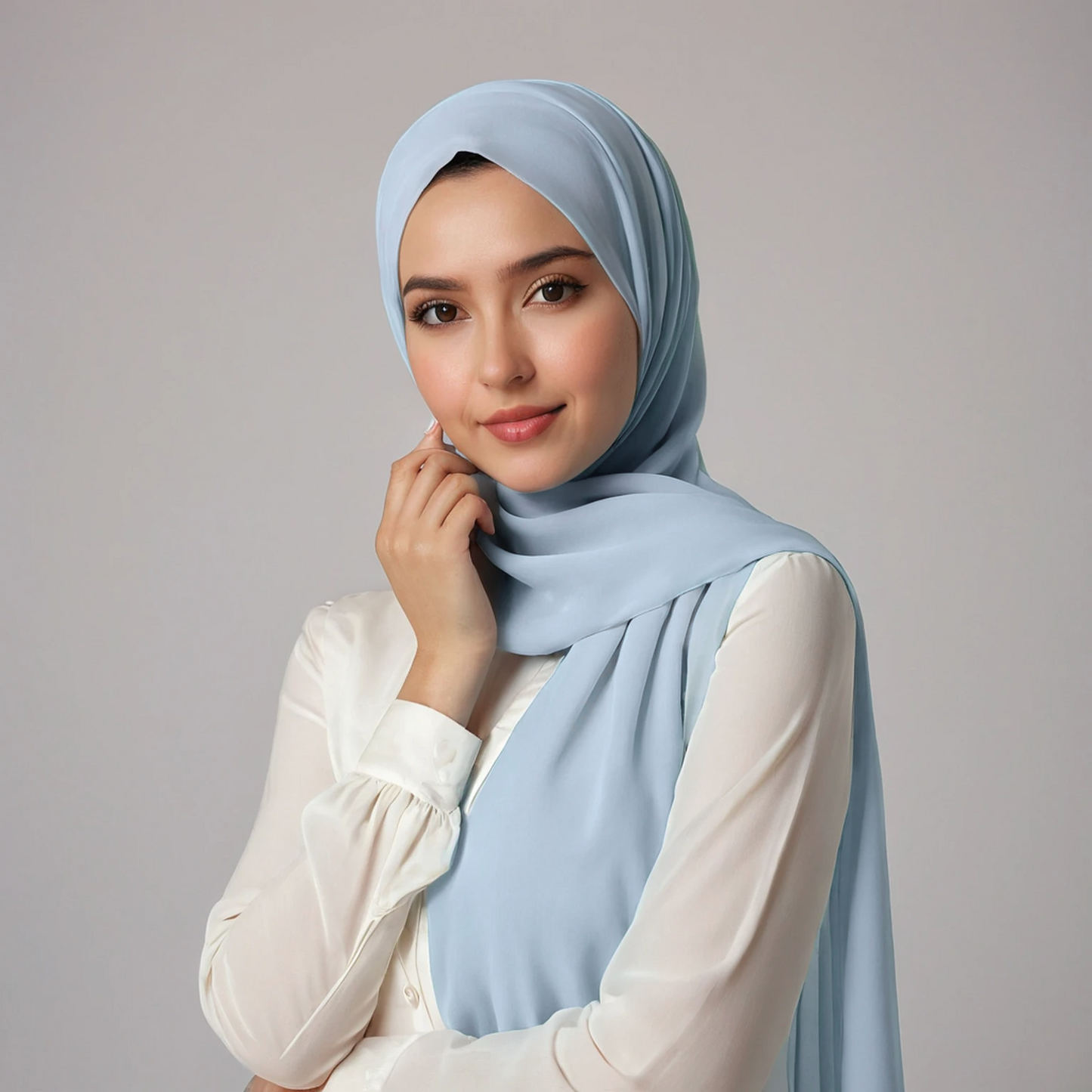 Sky Blue chiffon hijab for women – soft, lightweight and elegant